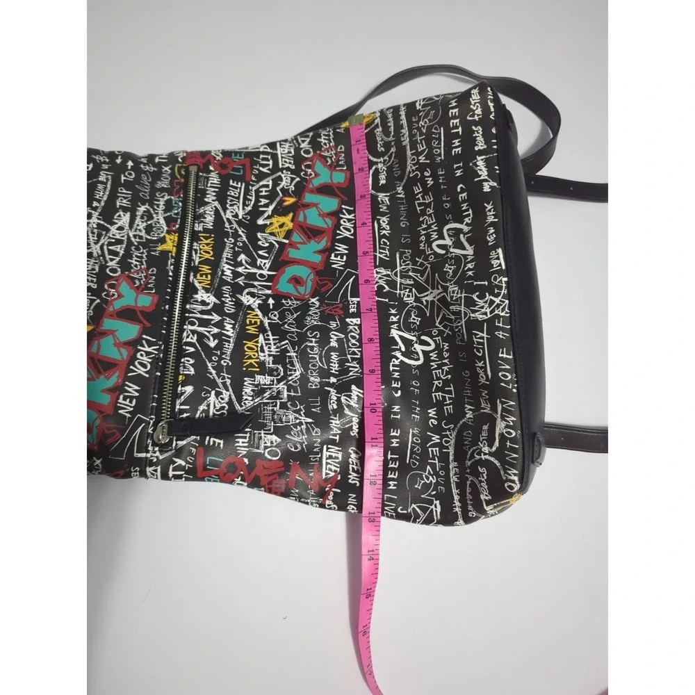 DKNY Tilly Graffiti Fold Over Backpack Purse Top Handle Zip Adjustable